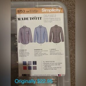 Simplicity Men's Classic Dress Shirt Sewing Pattern